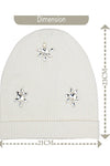 Cotton knitted Winter Cap For Women Ivory + Sequence Stone