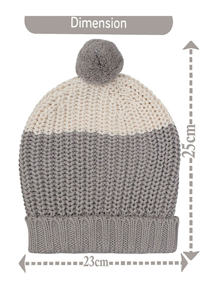 Cotton knitted Winter Cap For Women Ivory and Pale Whisper