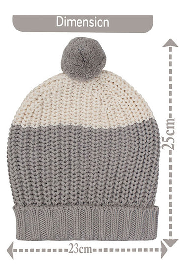 Cotton knitted Winter Cap For Women Ivory and Pale Whisper