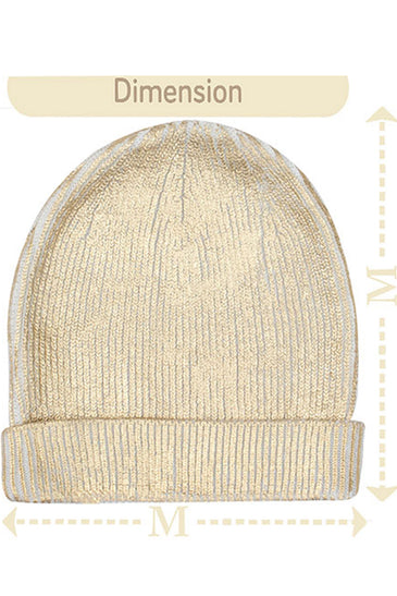Cotton knitted Winter Cap for Women  -- Optical White Golden Foil Print