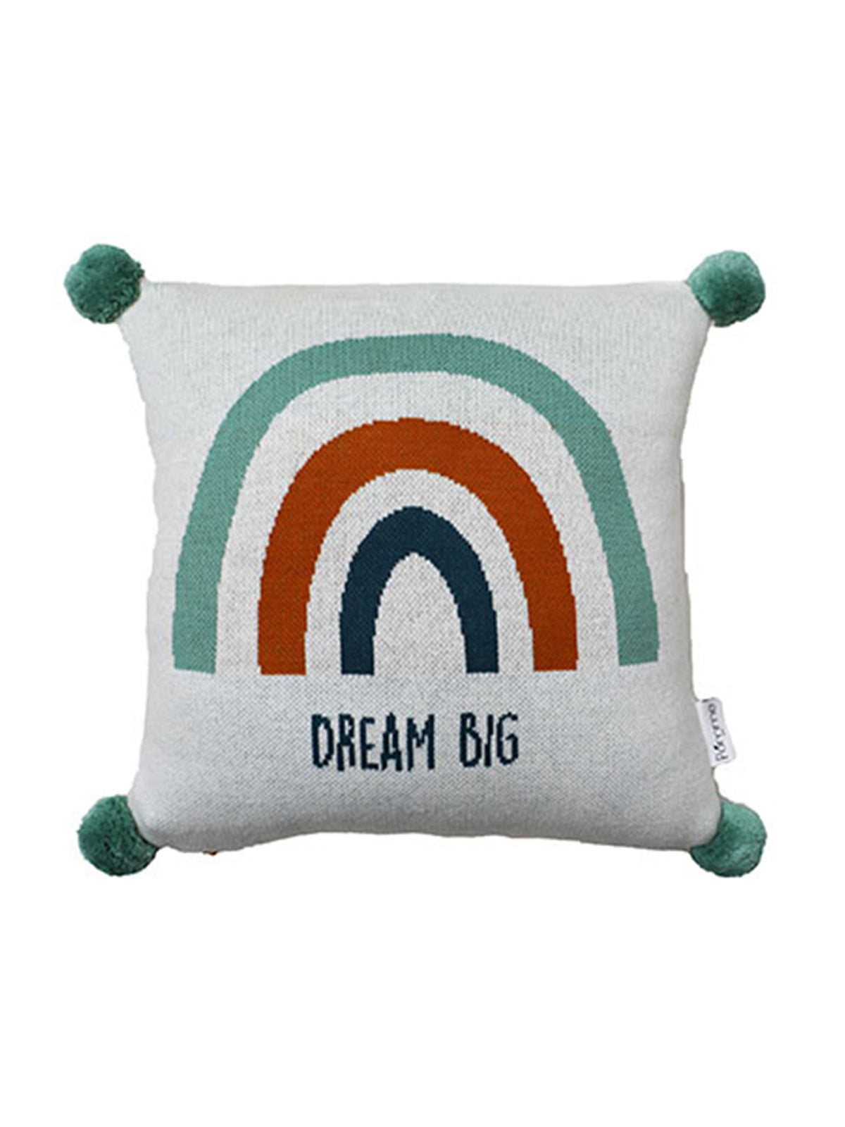 Pomme Cotton Knitted Dream Big Rainbow Kids Cushion Cover (Ivory)