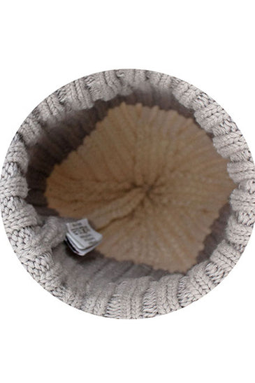 Cotton knitted Winter Cap For Women Ivory and Pale Whisper