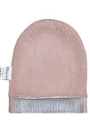 Cotton knitted winter Cap for Women  -- Light Pink Silver Foil Print