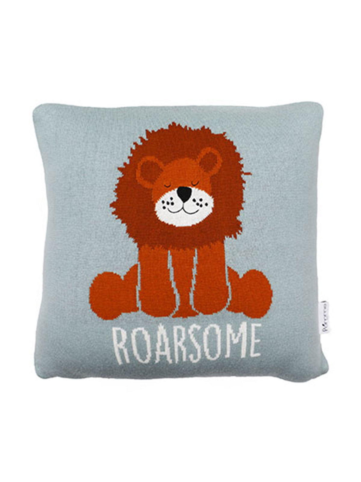 Pomme Cotton Knitted Roarsome Lion Kids Cushion Cover (Dusty Blue)