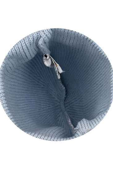 Cotton knitted Winter Cap For Women Light Blue Silver Foil Print