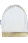 Cotton knitted Winter Cap for Women  -- Optical White Golden Foil Print