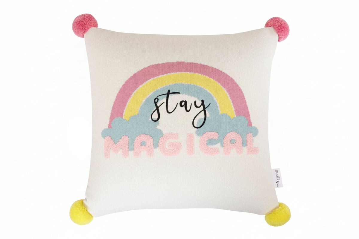Pomme Cotton Knitted Stay Magical Kids Cushion Cover (Ivory)