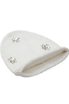 Cotton knitted Winter Cap For Women Ivory + Sequence Stone