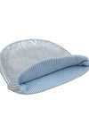 Cotton knitted Winter Cap For Women Light Blue Silver Foil Print