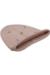 Cotton knitted Winter Cap For Women Light Pink and Sequence Stone