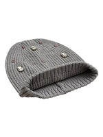 Load image into Gallery viewer, Cotton knitted Winter Cap For Women Med Grey and Sequence Stone