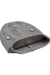 Cotton knitted Winter Cap For Women Med Grey and Sequence Stone