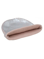 Load image into Gallery viewer, Cotton knitted winter Cap for Women  -- Light Pink Silver Foil Print