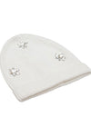 Cotton knitted Winter Cap For Women Ivory + Sequence Stone