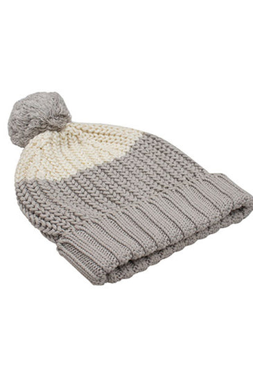 Cotton knitted Winter Cap For Women Ivory and Pale Whisper