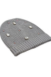 Cotton knitted Winter Cap For Women Med Grey and Sequence Stone