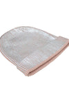 Cotton knitted winter Cap for Women  -- Light Pink Silver Foil Print