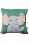 Elephant Pattern Green Knitted Baby Cushion Cover