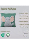 Elephant Pattern Green Knitted Baby Cushion Cover
