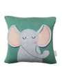 Elephant Pattern Green Knitted Baby Cushion Cover