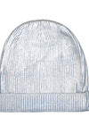 Cotton knitted Winter Cap For Women Light Blue Silver Foil Print