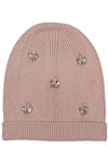 Cotton knitted Winter Cap For Women Light Pink and Sequence Stone