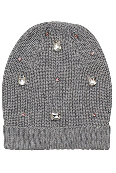 Cotton knitted Winter Cap For Women Med Grey and Sequence Stone