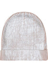 Cotton knitted winter Cap for Women  -- Light Pink Silver Foil Print
