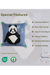 Panda Pattern Blue Knitted Baby Cushion Cover