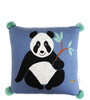 Panda Pattern Blue Knitted Baby Cushion Cover