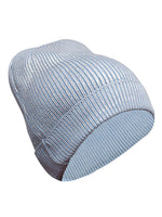 Load image into Gallery viewer, Cotton knitted Winter Cap For Women Light Blue Silver Foil Print