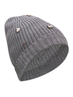 Load image into Gallery viewer, Cotton knitted Winter Cap For Women Med Grey and Sequence Stone