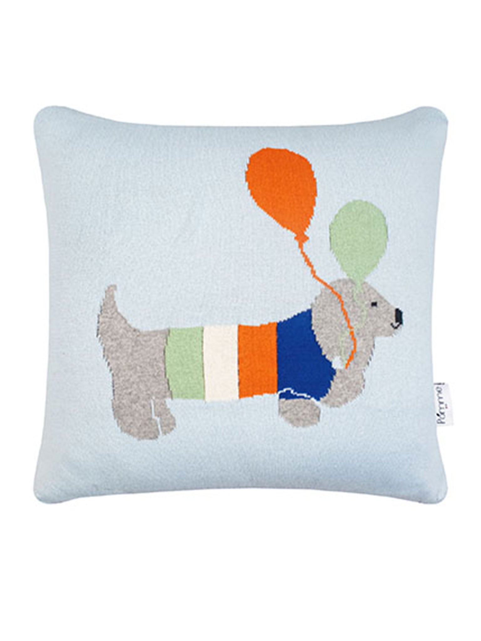 Light Blue Balloon Pattern Knitted Baby Cushion Cover