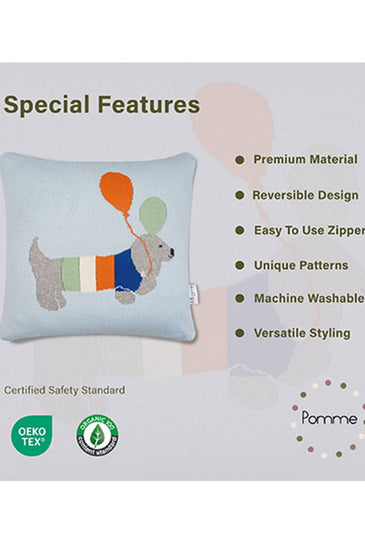 Light Blue Balloon Pattern Knitted Baby Cushion Cover