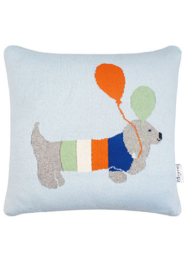 Light Blue Balloon Pattern Knitted Baby Cushion Cover