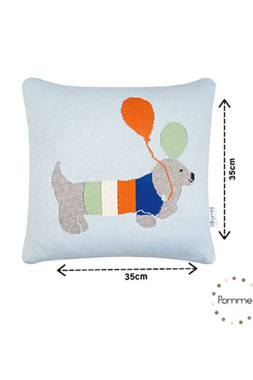 Light Blue Balloon Pattern Knitted Baby Cushion Cover