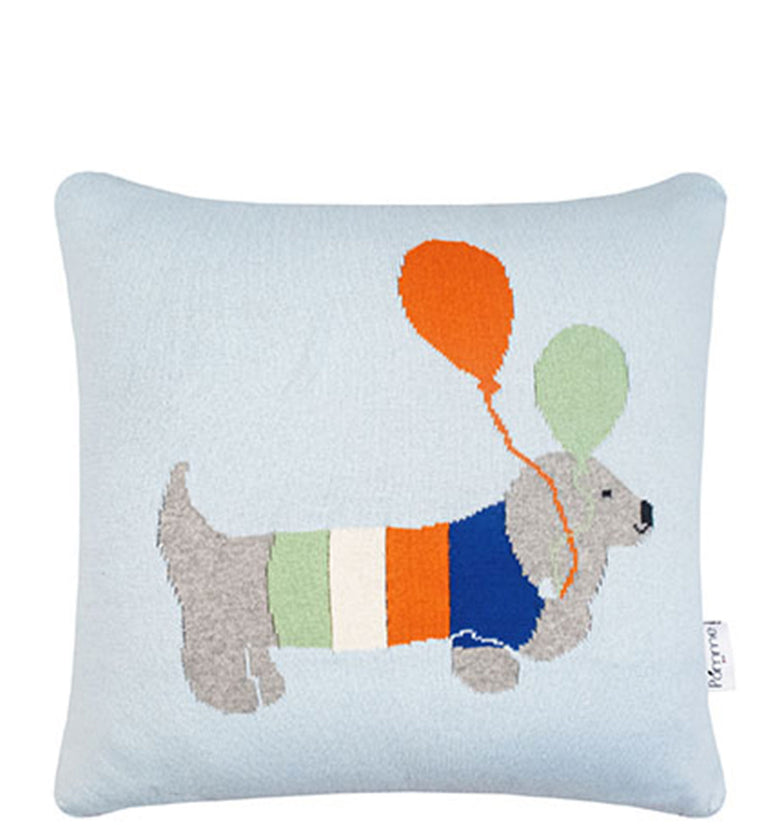 Light Blue Balloon Pattern Knitted Baby Cushion Cover