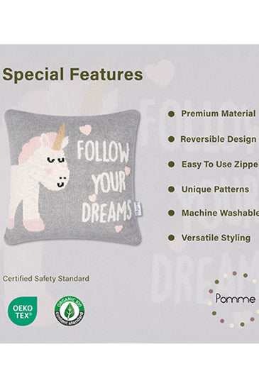Follow Dreams Pattern Knitted Baby Cushion Cover