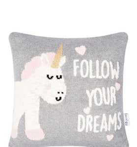 Follow Dreams Pattern Knitted Baby Cushion Cover