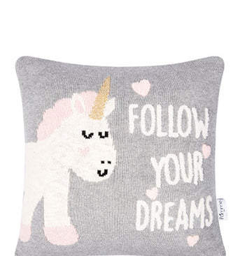 Follow Dreams Pattern Knitted Baby Cushion Cover