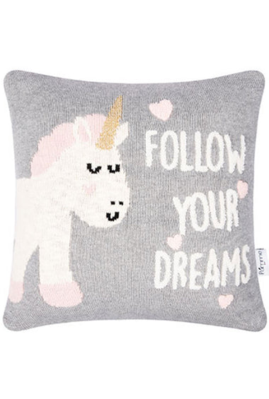 Follow Dreams Pattern Knitted Baby Cushion Cover