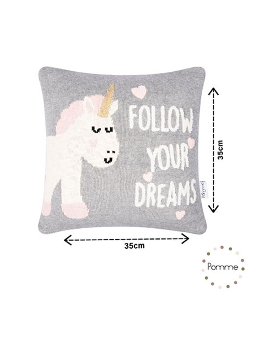 Follow Dreams Pattern Knitted Baby Cushion Cover