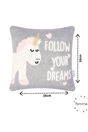 Follow Dreams Pattern Knitted Baby Cushion Cover