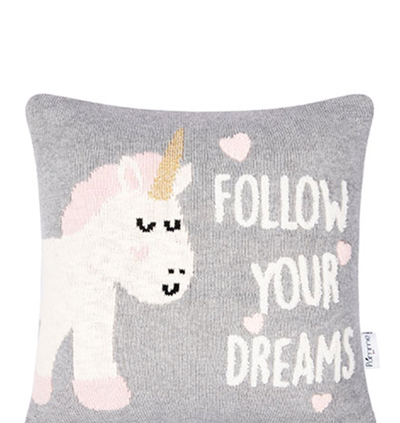 Follow Dreams Pattern Knitted Baby Cushion Cover