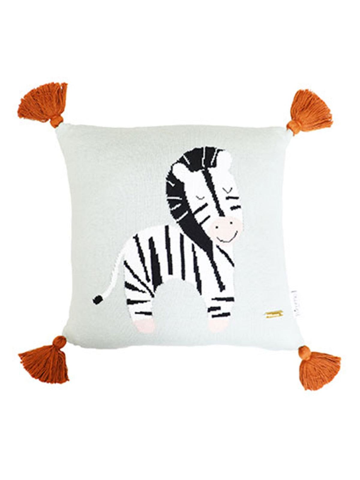 Pomme Cotton Knitted Little Zebra Kids Cushion Cover (Mint)