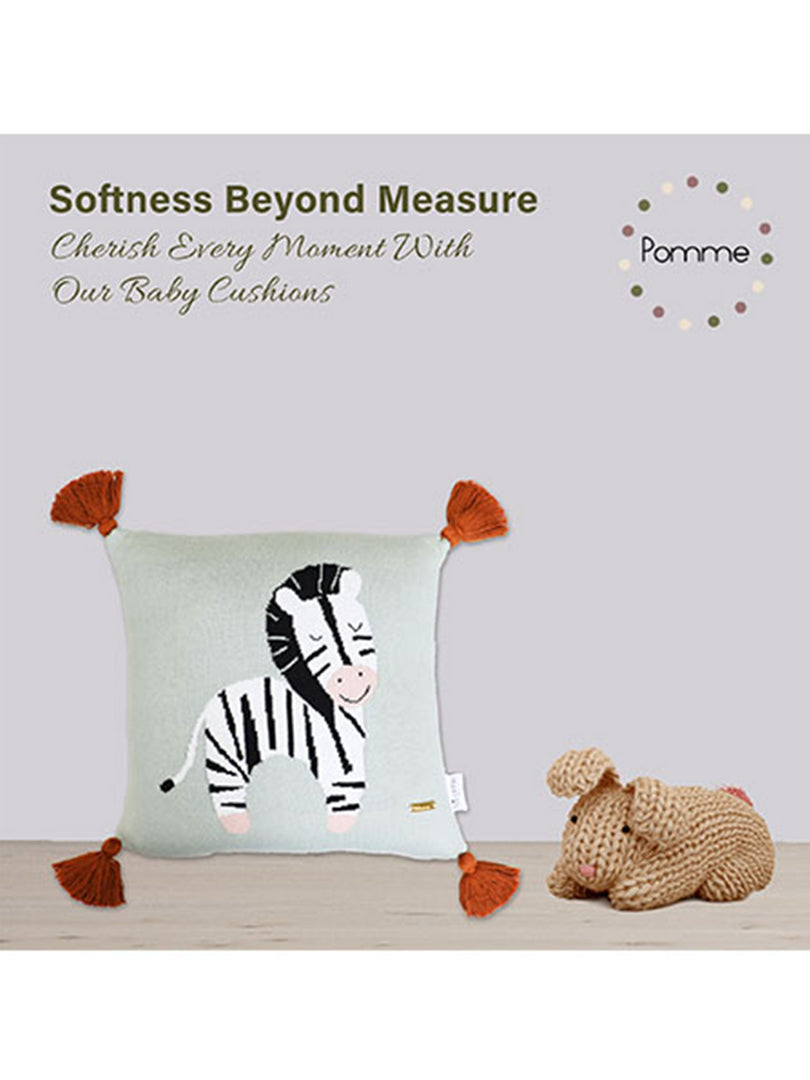 Zebra Pattern Knitted Baby Cushion Cover