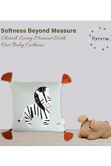 Zebra Pattern Knitted Baby Cushion Cover