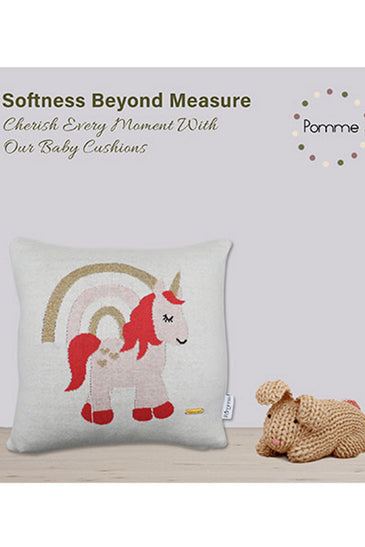 Unicorn Pattern Knitted Baby Cushion Cover