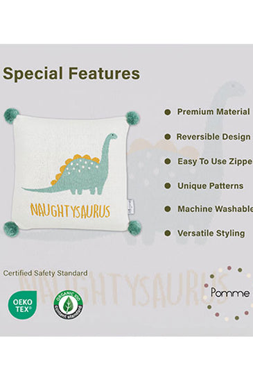 Naughty Saurus Pattern Knitted Baby Cushion Cover