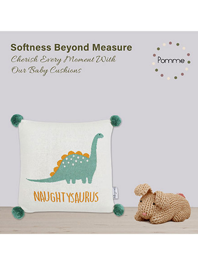 Naughty Saurus Pattern Knitted Baby Cushion Cover